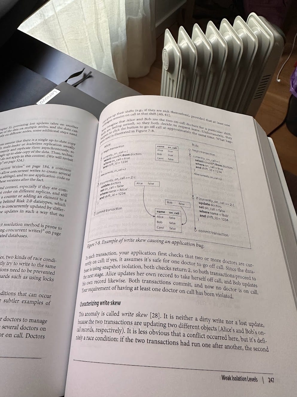 Write skew explained in the book Designing Data-Intensive Applications