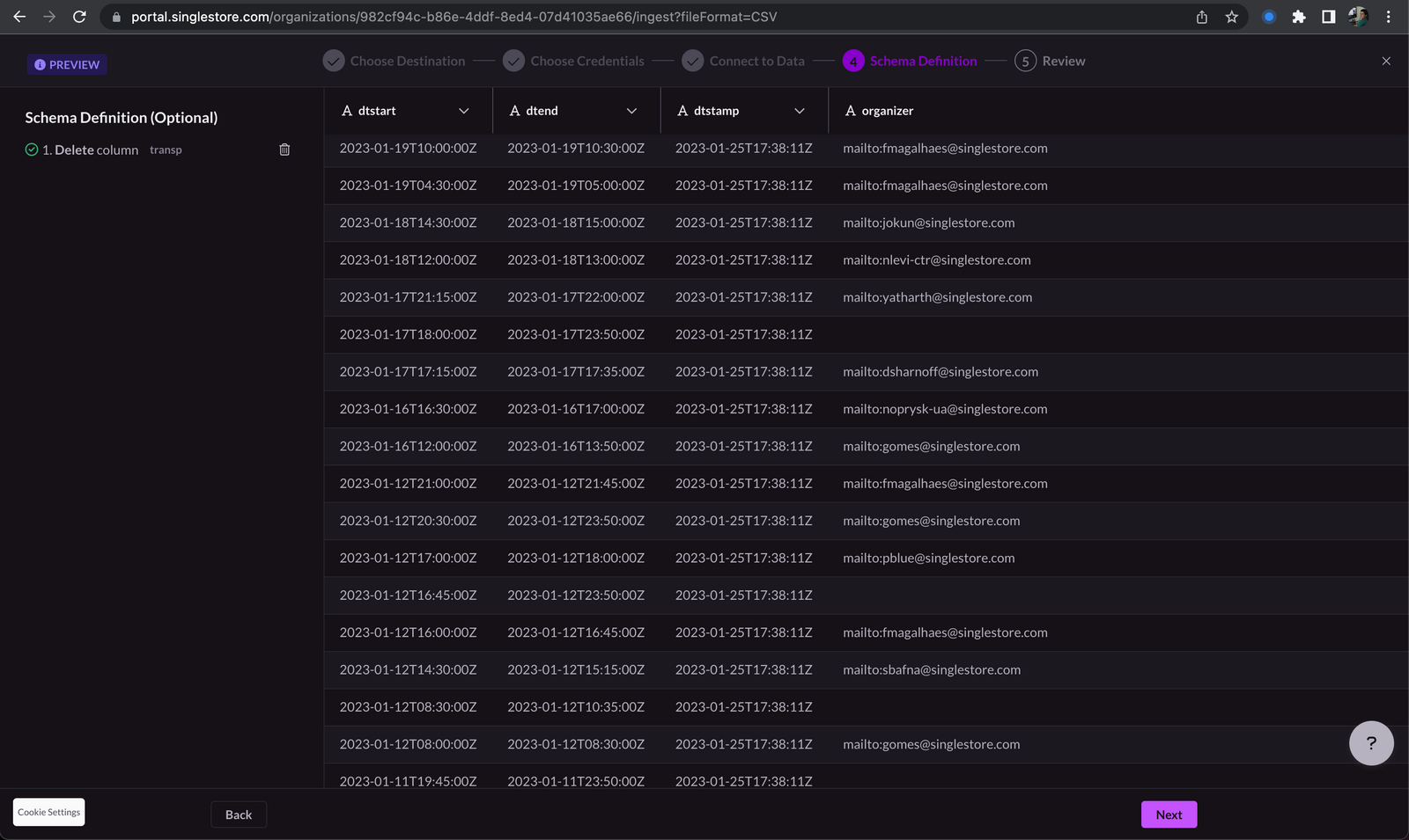 Ingest UI inferring my schema